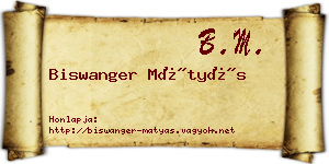 Biswanger Mátyás névjegykártya
